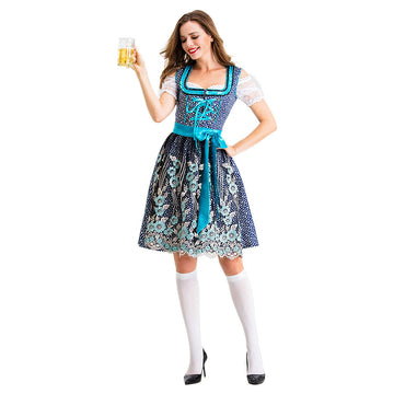 Oktoberfest Vestido de Manga Corta de Encaje Fiesta de Halloween Vestido para Adultos Femenino